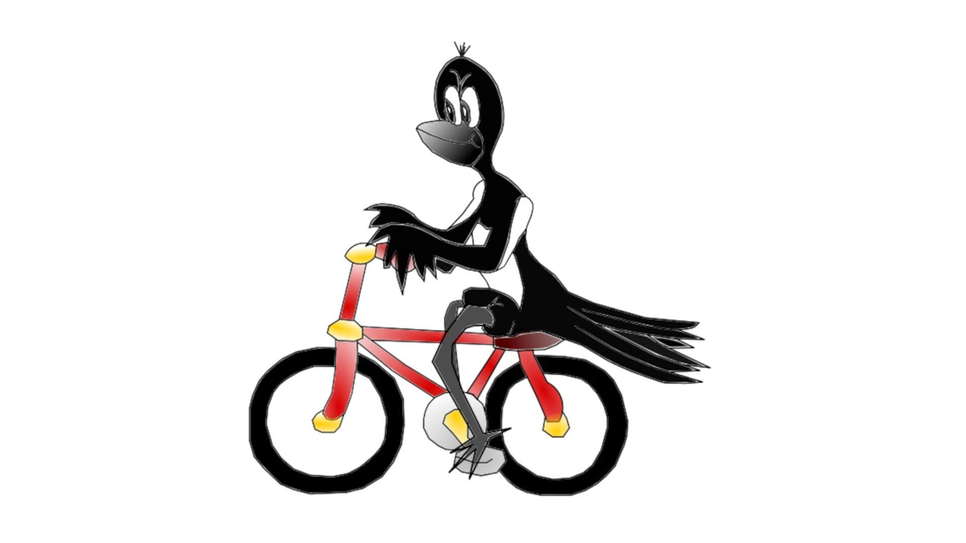 Une pie à vélo - dessin